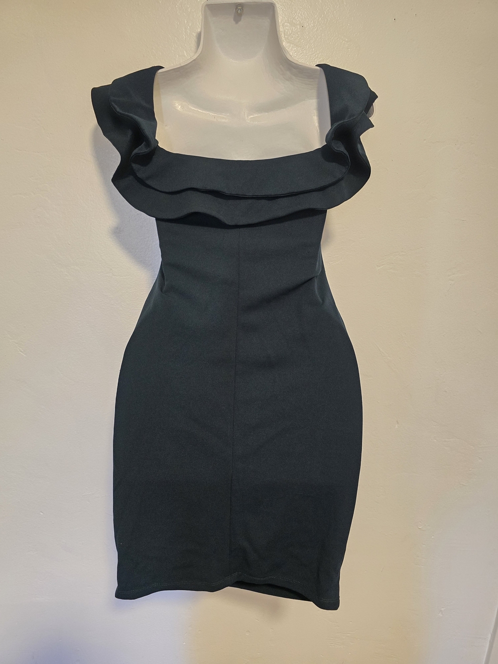 Mind Code - Ruffle-Trim Bodycon Mini Dress - Picture 7 of 12